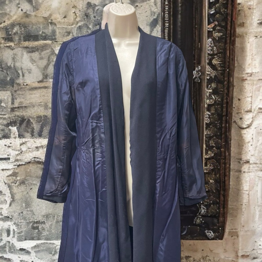 Vintage 1930s-1940s Dark Blue Wool Princess Double Breasted Coat Original WWII - Picture 10 of 16